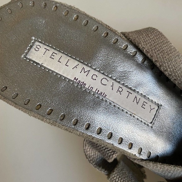 STELLA MCCARTNEY Sandal Open Toe Ankle Strap Suede Canvas Buckle Cone He… - Picture 11 of 11